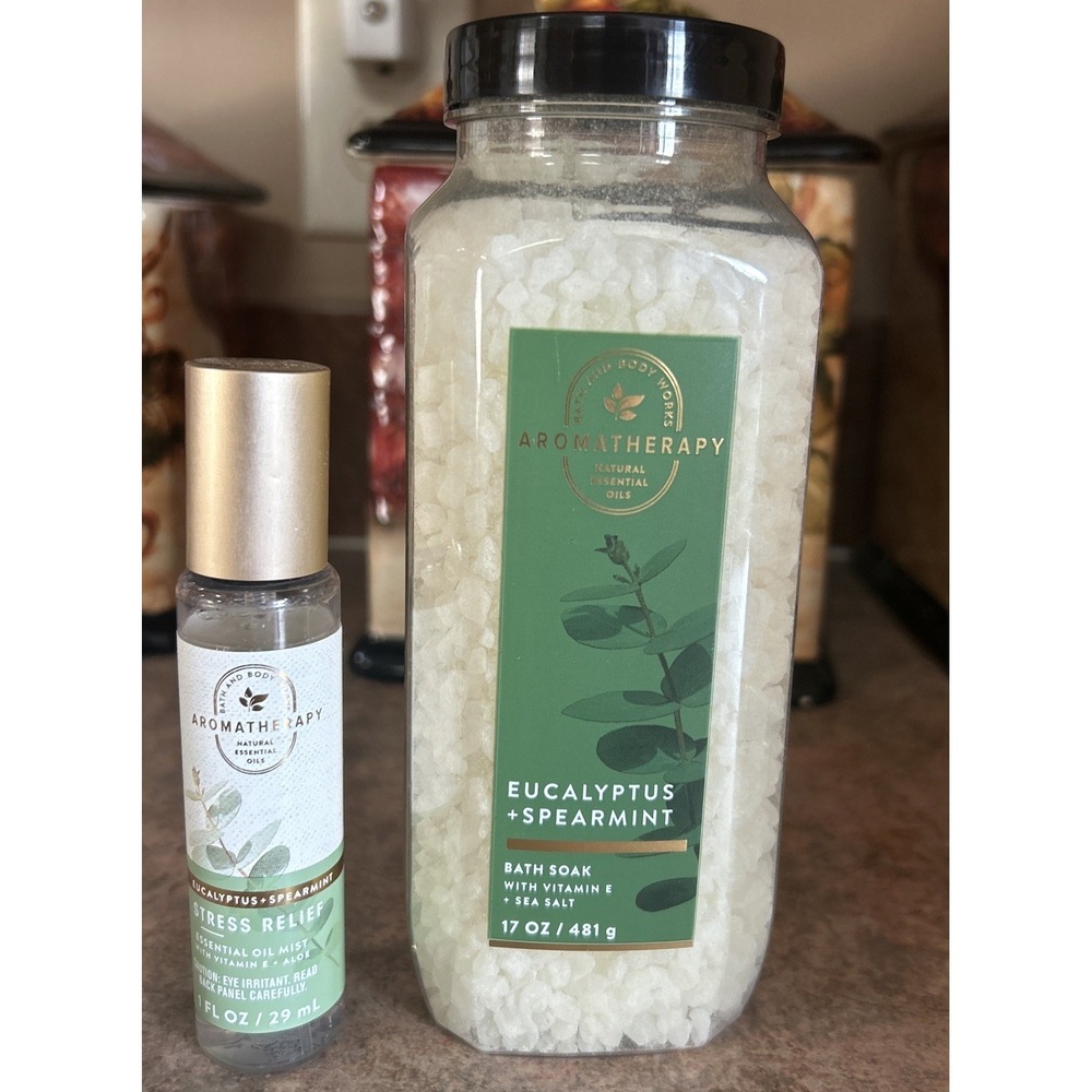 NEW AROMATHERAPY Bath and Body Works EUCALYPTUS + SPEARMINT BATH SOAK & Oil Mist